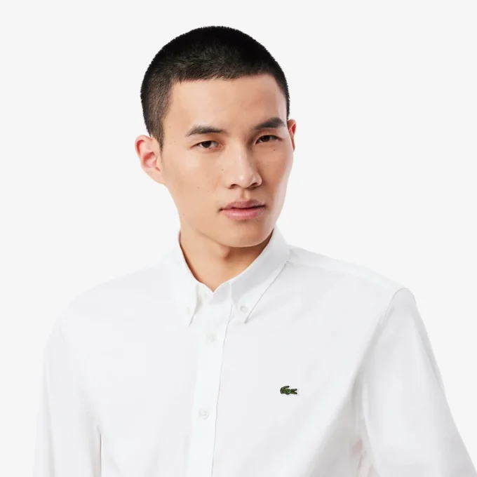 Slim fit katoenen herenoverhemd