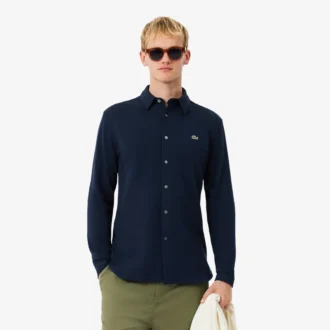 Slim fit katoenen piqué shirt voor heren