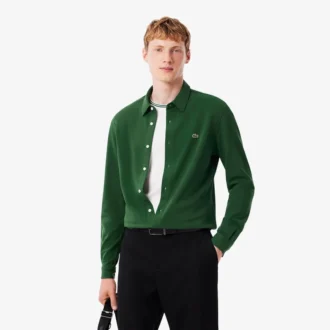 Slim fit katoenen piqué shirt voor heren