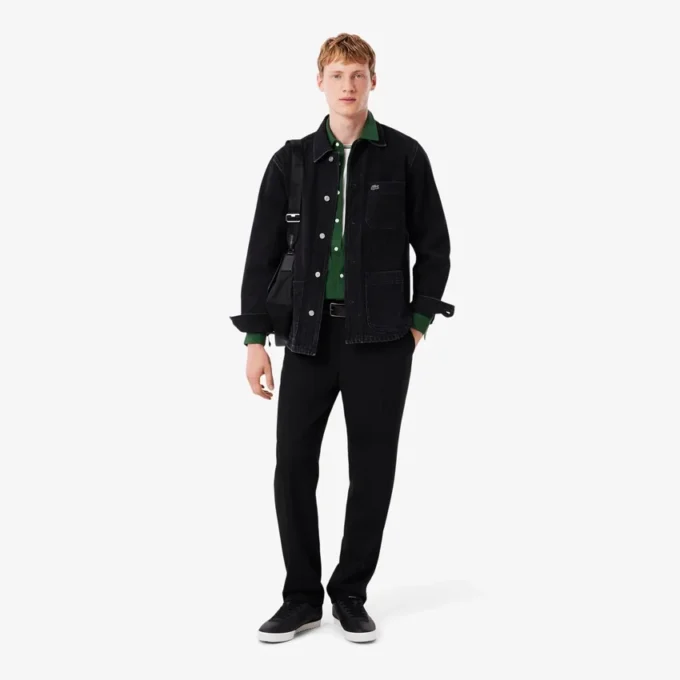 Slim fit katoenen piqué shirt voor heren