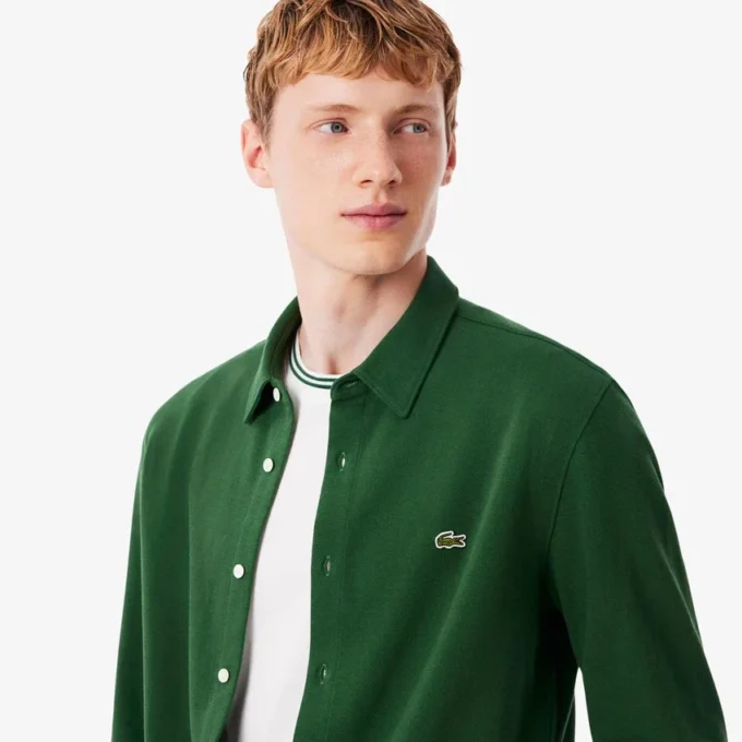 Slim fit katoenen piqué shirt voor heren