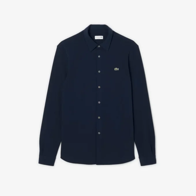 Slim fit katoenen piqué shirt voor heren