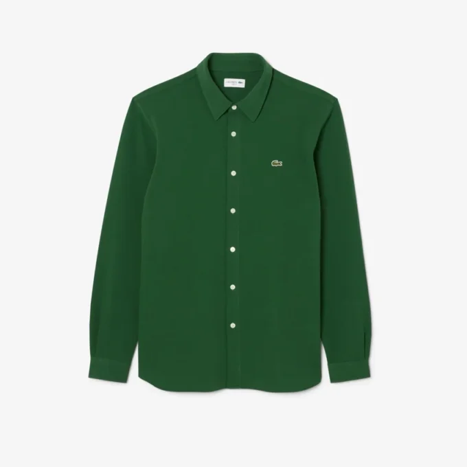 Slim fit katoenen piqué shirt voor heren