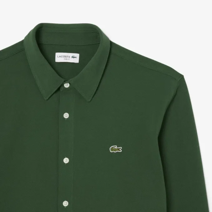 Slim fit katoenen piqué shirt voor heren