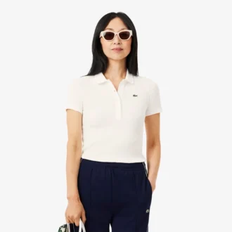 Slim fit L.12.D geribd katoenen poloshirt voor dames