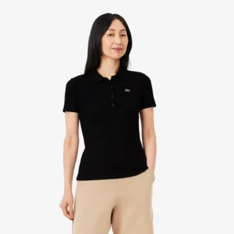Slim fit L.12.D geribd katoenen poloshirt voor dames