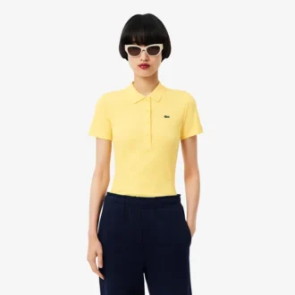 Slim fit L.12.D geribd katoenen poloshirt voor dames