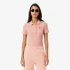 Slim fit L.12.D geribd katoenen poloshirt voor dames
