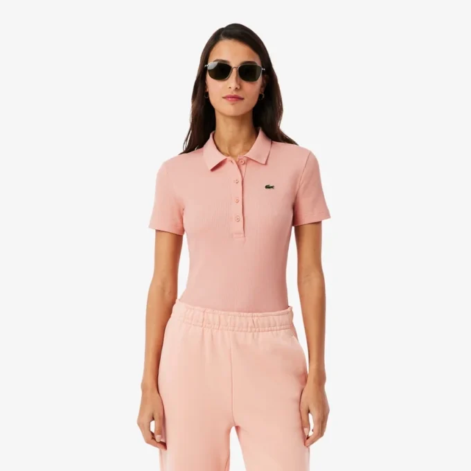Slim fit L.12.D geribd katoenen poloshirt voor dames
