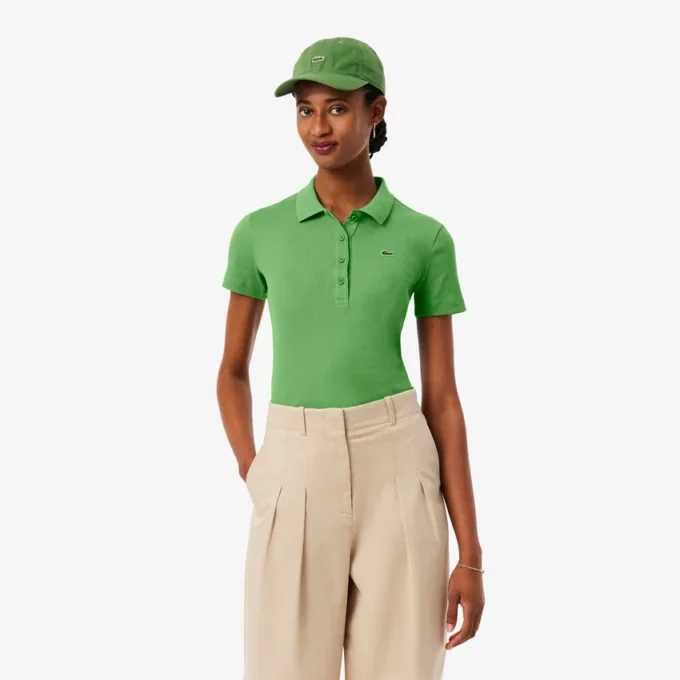 Slim fit L.12.D geribd katoenen poloshirt voor dames
