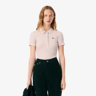 Slim fit L.12.D geribd katoenen poloshirt voor dames