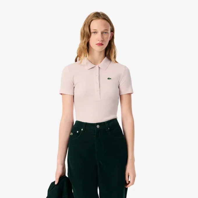 Slim fit L.12.D geribd katoenen poloshirt voor dames