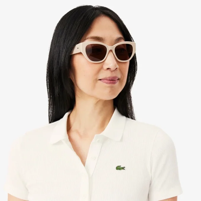 Slim fit L.12.D geribd katoenen poloshirt voor dames