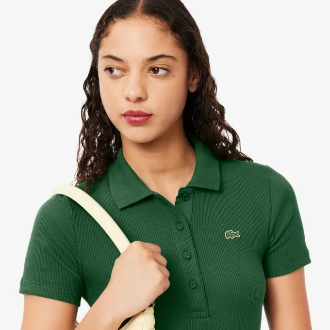 Slim fit L.12.D geribd katoenen poloshirt voor dames