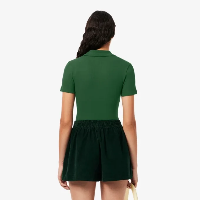 Slim fit L.12.D geribd katoenen poloshirt voor dames