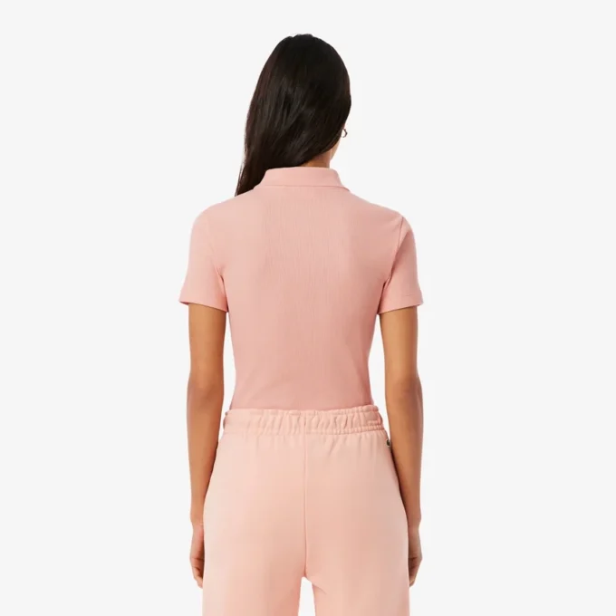 Slim fit L.12.D geribd katoenen poloshirt voor dames