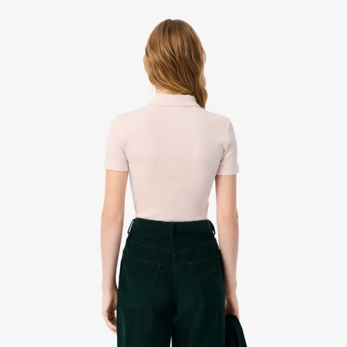 Slim fit L.12.D geribd katoenen poloshirt voor dames