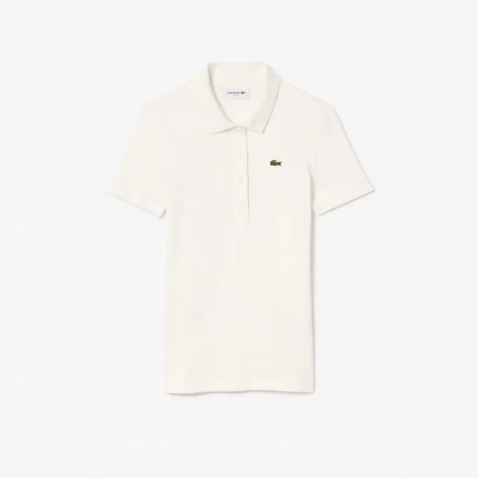 Slim fit L.12.D geribd katoenen poloshirt voor dames
