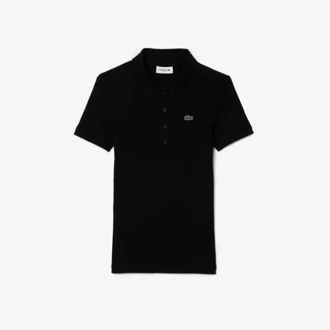 Slim fit L.12.D geribd katoenen poloshirt voor dames
