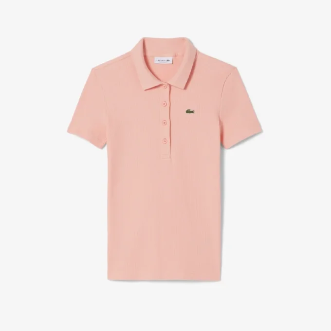 Slim fit L.12.D geribd katoenen poloshirt voor dames
