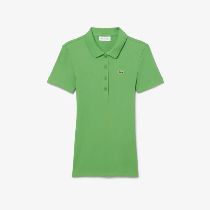 Slim fit L.12.D geribd katoenen poloshirt voor dames