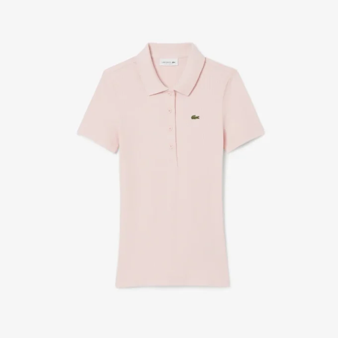 Slim fit L.12.D geribd katoenen poloshirt voor dames