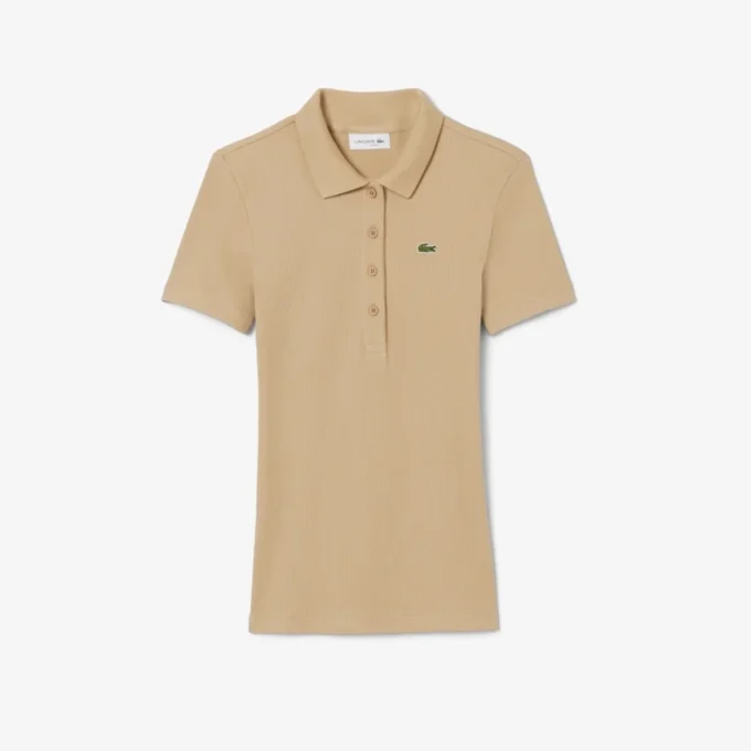 Slim fit L.12.D geribd katoenen poloshirt voor dames