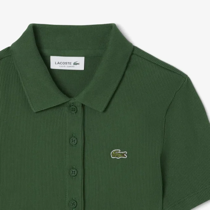 Slim fit L.12.D geribd katoenen poloshirt voor dames
