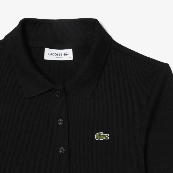 Slim fit L.12.D geribd katoenen poloshirt voor dames
