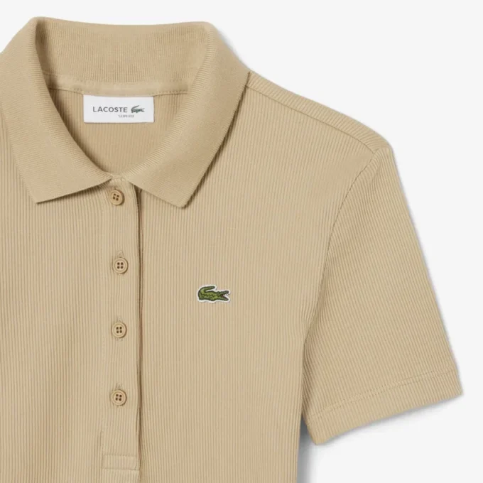 Slim fit L.12.D geribd katoenen poloshirt voor dames