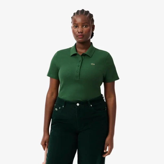 Slim fit L.12.D geribd katoenen poloshirt voor dames