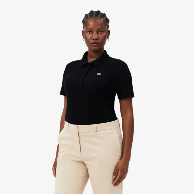 Slim fit L.12.D geribd katoenen poloshirt voor dames