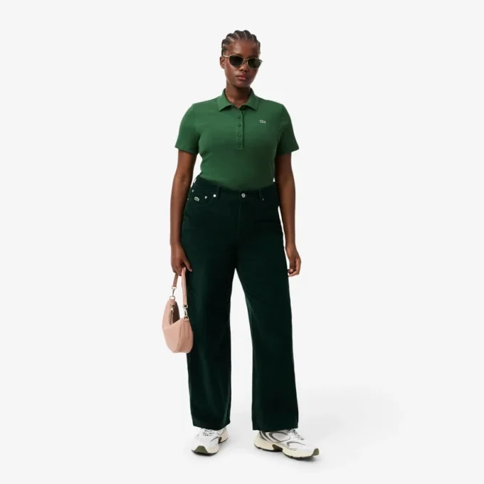 Slim fit L.12.D geribd katoenen poloshirt voor dames