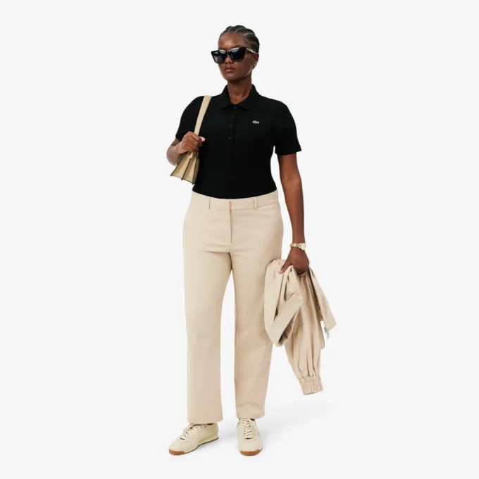 Slim fit L.12.D geribd katoenen poloshirt voor dames