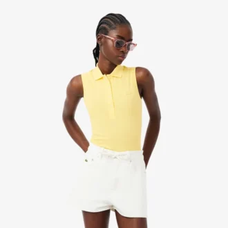 Slim fit L.12.D mouwloze stretchpolo voor dames