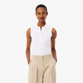 Slim fit L.12.D mouwloze stretchpolo voor dames