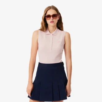 Slim fit L.12.D mouwloze stretchpolo voor dames