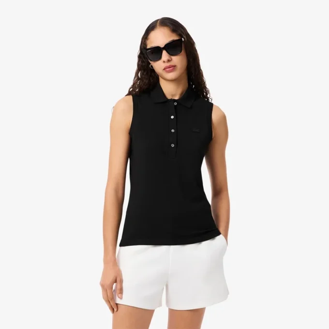 Slim fit L.12.D mouwloze stretchpolo voor dames