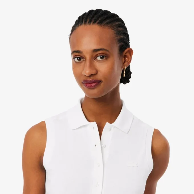 Slim fit L.12.D mouwloze stretchpolo voor dames