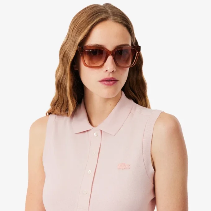Slim fit L.12.D mouwloze stretchpolo voor dames