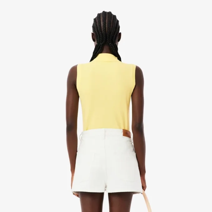 Slim fit L.12.D mouwloze stretchpolo voor dames