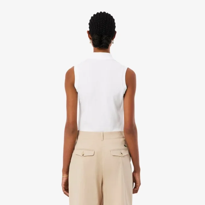 Slim fit L.12.D mouwloze stretchpolo voor dames