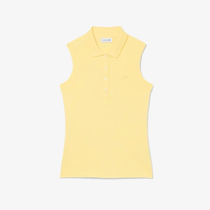 Slim fit L.12.D mouwloze stretchpolo voor dames
