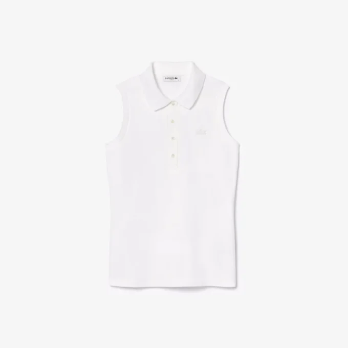 Slim fit L.12.D mouwloze stretchpolo voor dames