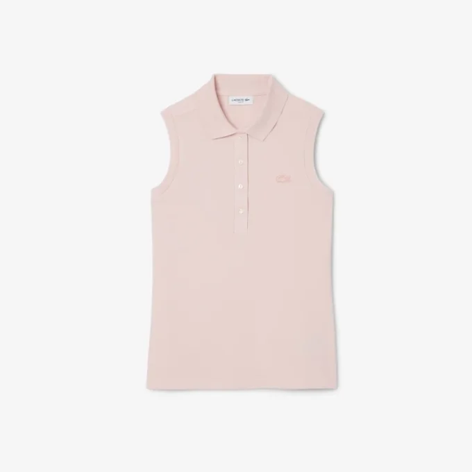 Slim fit L.12.D mouwloze stretchpolo voor dames