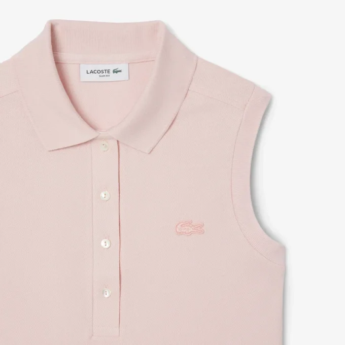 Slim fit L.12.D mouwloze stretchpolo voor dames