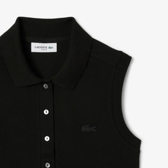Slim fit L.12.D mouwloze stretchpolo voor dames