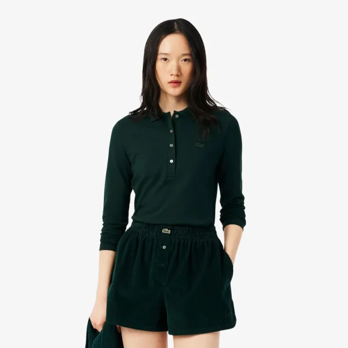 Slim fit L.12.D stretch mini piqué Polo voor dames