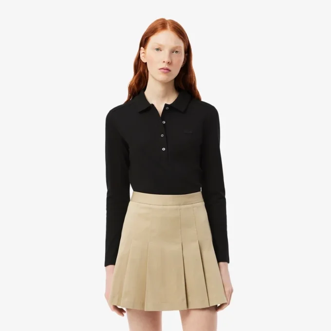 Slim fit L.12.D stretch mini piqué Polo voor dames