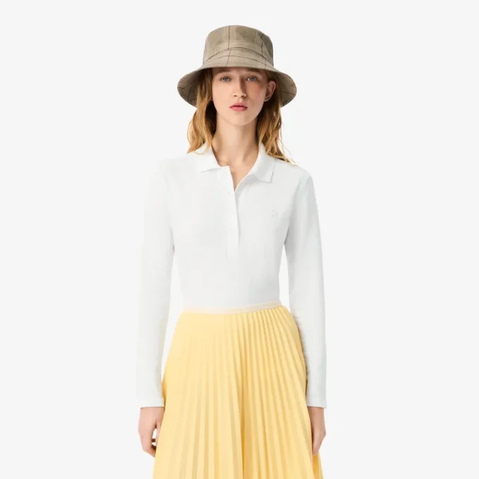 Slim fit L.12.D stretch mini piqué Polo voor dames